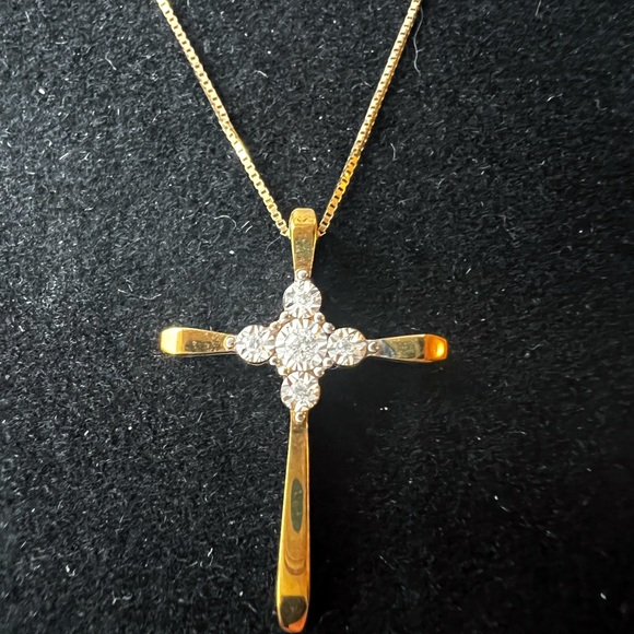 SOLD Diamond Cross Necklace 10k Gold by Kay Jewlers - Picture 2 of 5